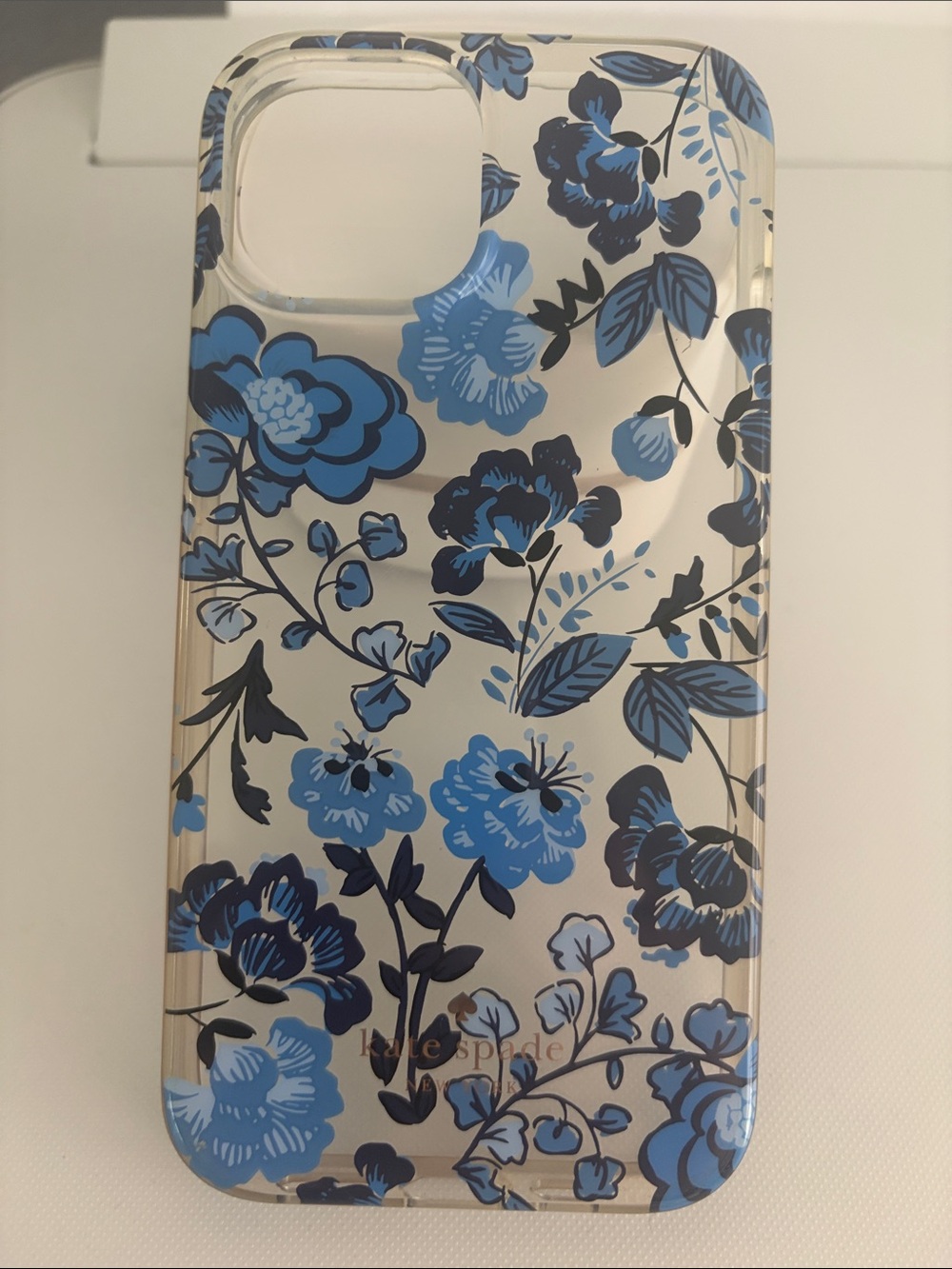 kate spade Blue Floral Clear iPhone 15 Case with Navy Accents